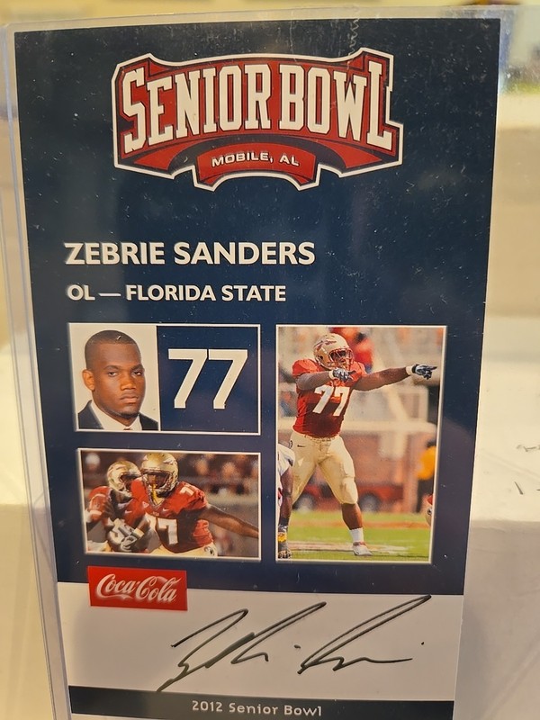 Zebrie Sanders Florida State Seminoles Signed 2012 Senior Bowl Card NCAA FSU