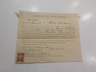 Civil War Document 1865 Affidavit For Wife Soldier 42nd Wisconsin Revenue Stamp