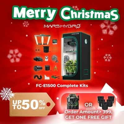 MARS HYDRO 80x80x160cm Growbox Komplet+FC-E 1500 LED+6" Clip fan+RJ12 Port