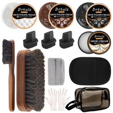 15Pcs Shoe Care Kit with Men  Women, Shoe Polish Brush Black Brown Neutral O...