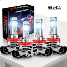 Super Bright Combo H9 H11 LED Headlight High Low Beam Bulbs 10000K White Kit