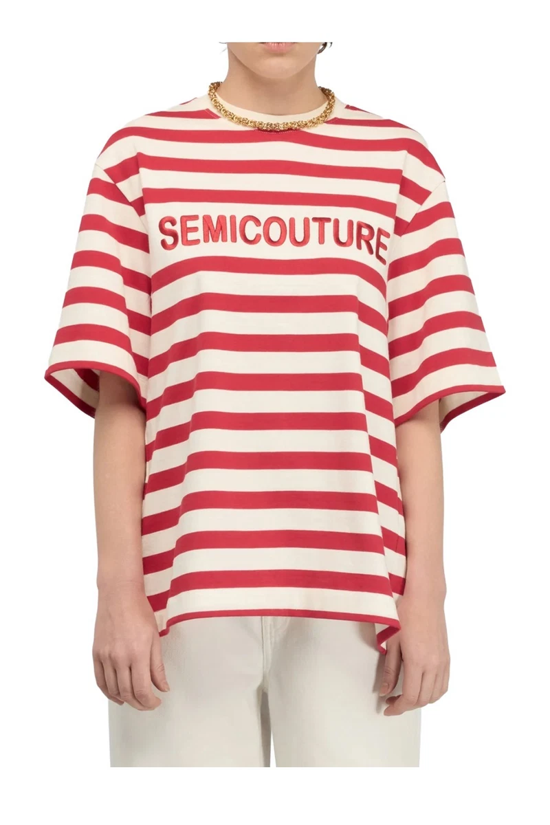 Other Stories - T-shirt comoda a maniche corte a righe bianche e rosse