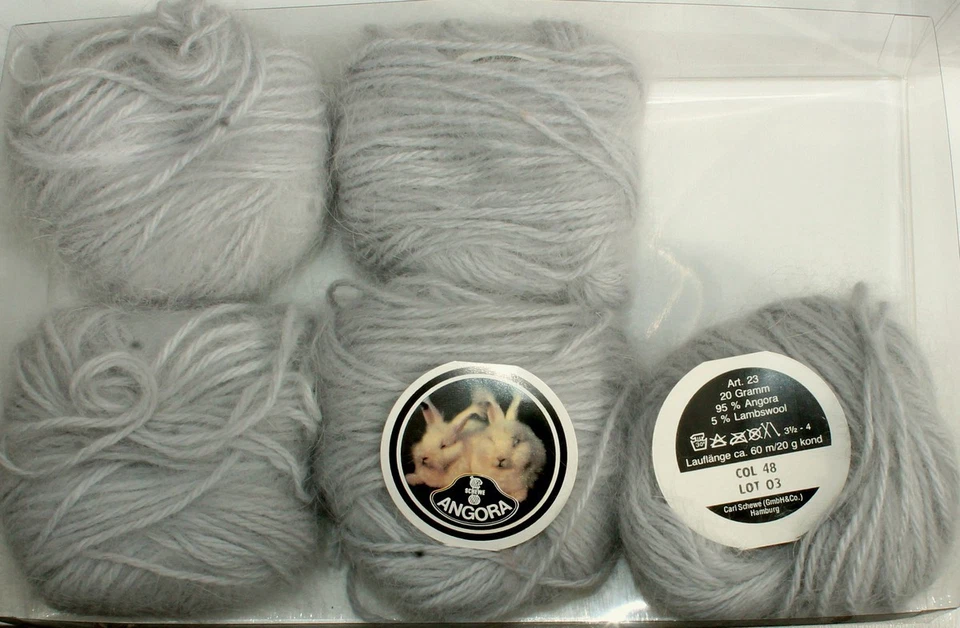 100g Angora 95%  Vintage Rarität Langhaar Angora Schewe mittelgrau - Bild 1 von 1