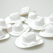 24 MINI COWBOY FELT HAT 2" White WESTERN WEDDING FAVORS RECUERDOS BIRTHDAY PARTY