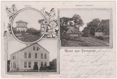 alte Ak Tarmstedt, Bahnhof, Scheckenberg´s Gasthaus, Strassenansicht, gel. 1902