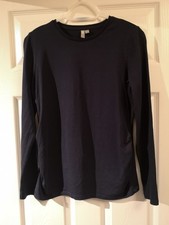 ASOS Maternity Long Sleeve Ruched Side Top In Navy Blue - Size 10