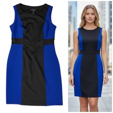 Enfocus Dress Womens Size 8 Blue Colorblock Sleeveless Work Office Church Date