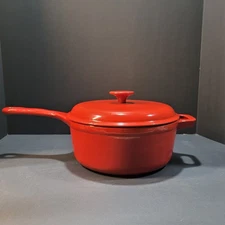 3QT TECHNIQUE Red Enamel Cast Iron Sauce Pan with Lid