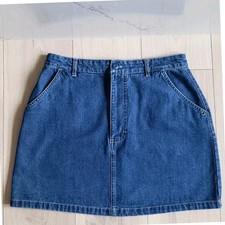 Vintage Denim Mini Skirt Womens 13 Blue Dark Wash Casual Y2K Utility Route 66