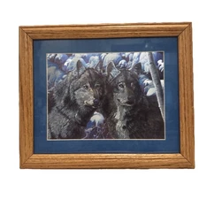 VTG Wolves Snow Metal Etchings Of Arizona Framed Foil Wall Art Reflective 80’s