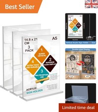 3-Pack A5 Double-Sided Acrylic Sign Holders - Perfect for Home, Office, School