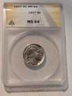 1937 Buffalo Nickel ANACS MS64