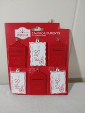 Holiday Time 6 mini Ornaments Letters To Santa Red Mailbox