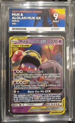 Muk & Alolan Muk GX 61 ACE graded card
