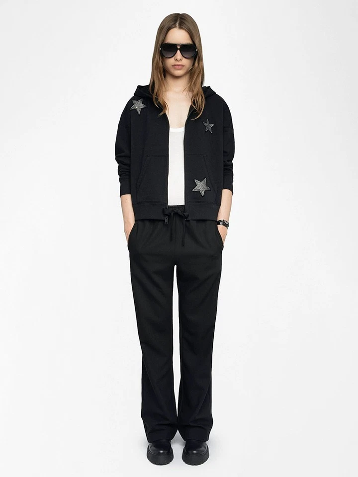 Women Zadig &Voltaire Charm Star Sticker Cotton Hooded Hoodie Coat Jacket - Image 3 of 4