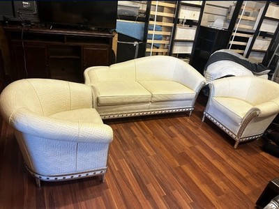 3 Piece White Leather Versace Home Loving Room Set