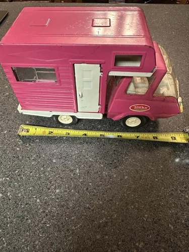 Vintage Tonka Pink RV/Camper Pressed Metal Car