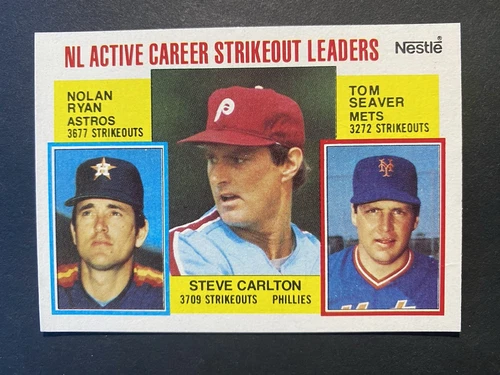 1984 Topps Nestle Baseball Nolan Ryan/ Carlton/Seaver Career Leaders Card #707..