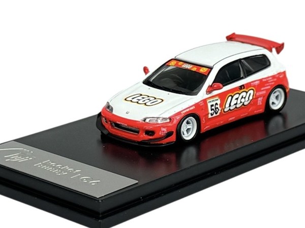 My Model Collect Honda Civic EG6 Rocket Bunny WHITE-RED 1:64 Die Cast Model New-image