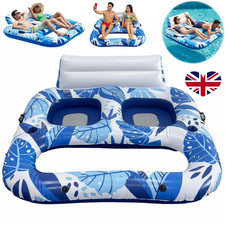 Large Inflatable Double Swimming Pool Lounger Beach Sun Bed Floating Mat Lilo