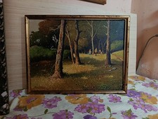 dipinto olio su tela Amleto Colucci Bosco Con Personaggi 