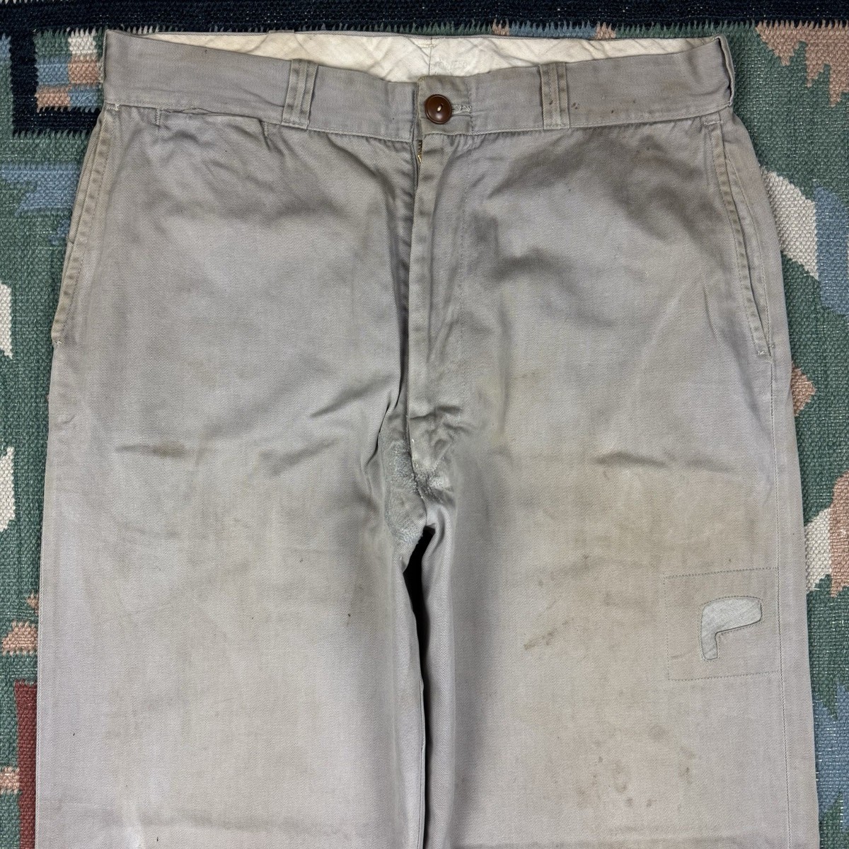 Vintage 50s Sears Hercules Army Twill Chino Pants Sanforized 32x31