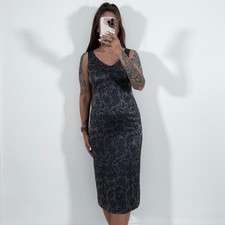 Ladies Precis Petite Dress Silver Grey Floral V Neck Sleeveless Evening Size 10