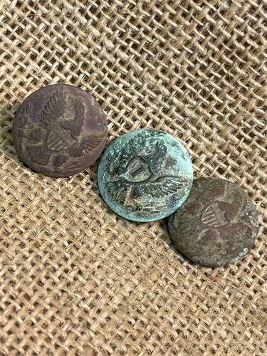 Three Dug Civil War General Service Eagle Coat Buttons Dug At Pickett’s Mill Ga