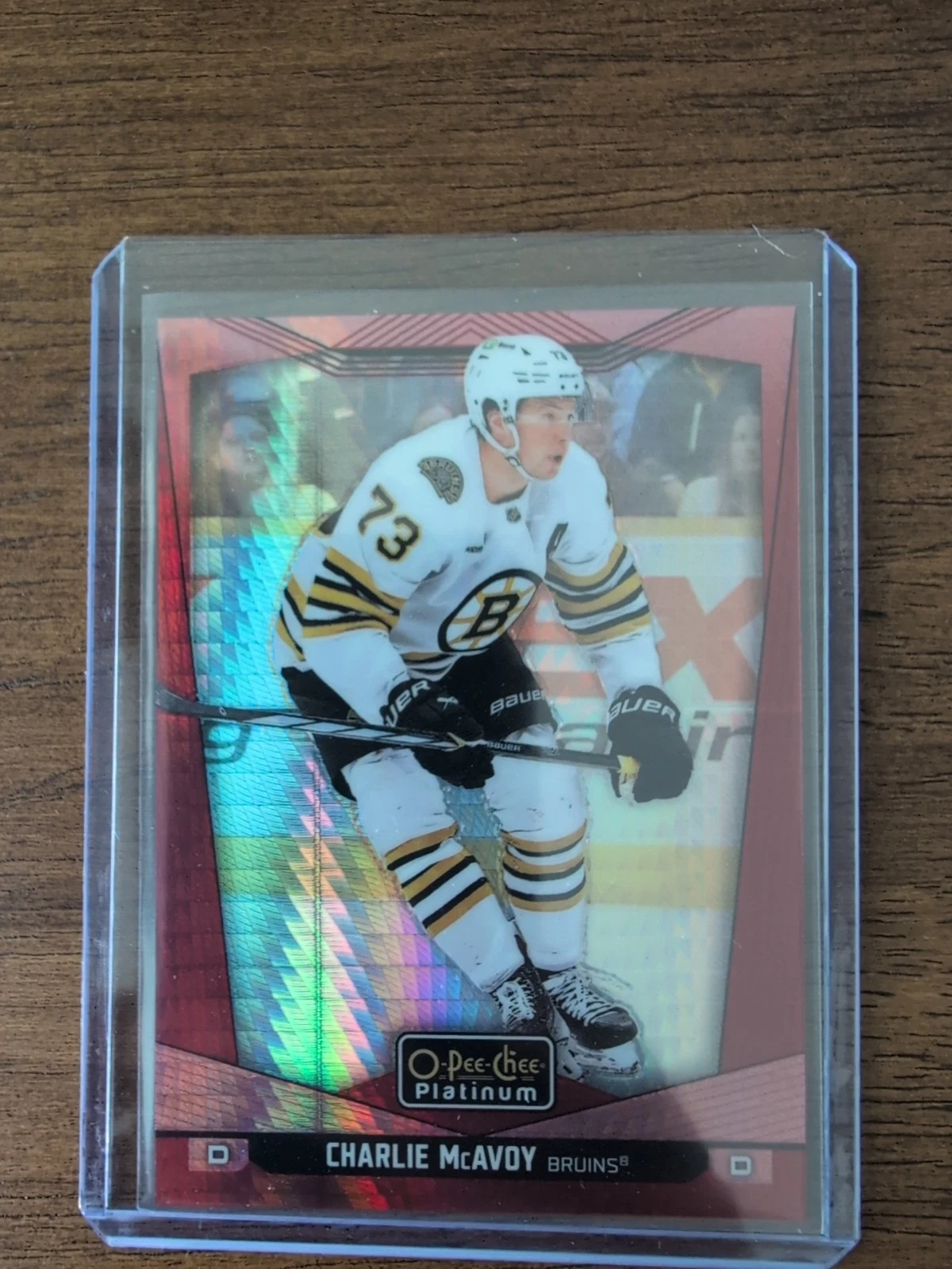 24-25 o-pee-chee Platinum Charlie McAvoy Red Prism 13/199