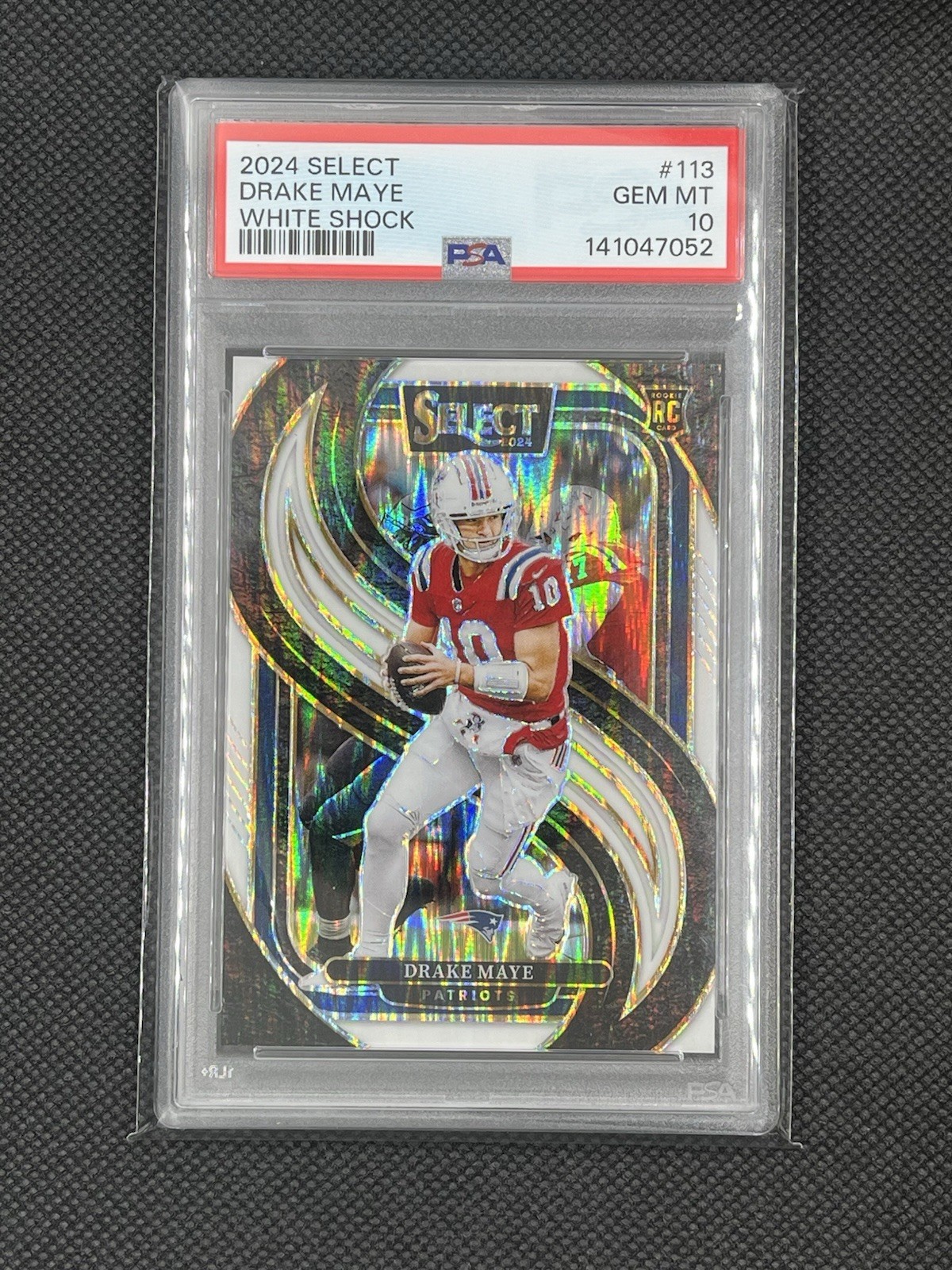 2024 Panini Select - Premier Level Drake Maye White Shock Prizm /199 RC PSA 10