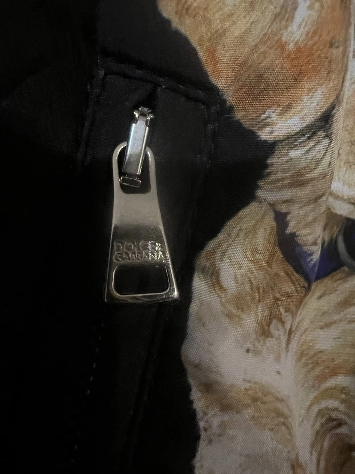 DOLCE & GABBANA 飞行员夹克带金毛猎犬图案 3T L4JBT1 二手 — 第 3/4 张图片