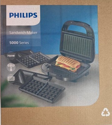 Philips 5000-Serie 3-in-1 Sandwich-Maker - Sandwiches, Waffeln und Paninis, 750W