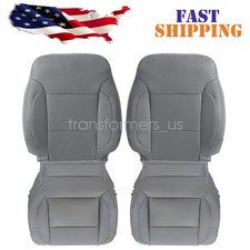 4 X For 2014-2019 Chevy Silverado Front Bottom Top Leather Seat Cover Ash Gray
