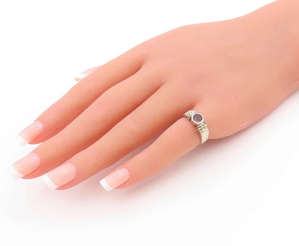 Anillo Vintage Oro 18K y Plata de Ley 925 LAGOS CAVIAR Amatista Talla 3.5 RG33560 Foto 3 de 4