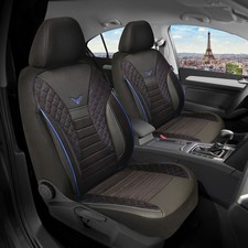 Schonbezüge Sitzbezüge für Peugeot 206 206+ Bj 1998-12 in Schwarz/Blaue Naht PS8