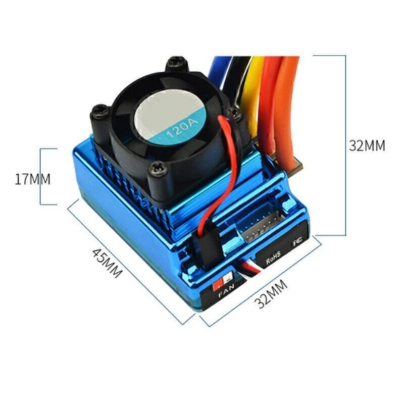 ESC 120A Bürstenloser Sensored Brushless Drehzahlregler für 1/10 1/8 Auto Boot - Bild 2 von 4