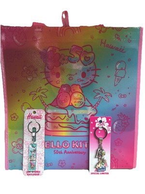 ABC Hello Kitty 50th Anniversary Limited Edition REUSABLE Tote And 2 Key Chains