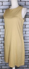 Jones New York Sleeveless Ribbed 100% Cotton Stretch Shift Dress Sz Small Beige
