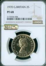 1970 GREAT BRITAIN 2 SHILLINGS NGC PF68 MAC 2ND FINEST SPOTLESS .