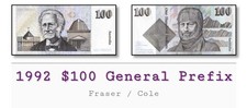 Rare🇦🇺Australian💵$100 Paper Banknote📆92✨️Fraser/Cole💥ZKV