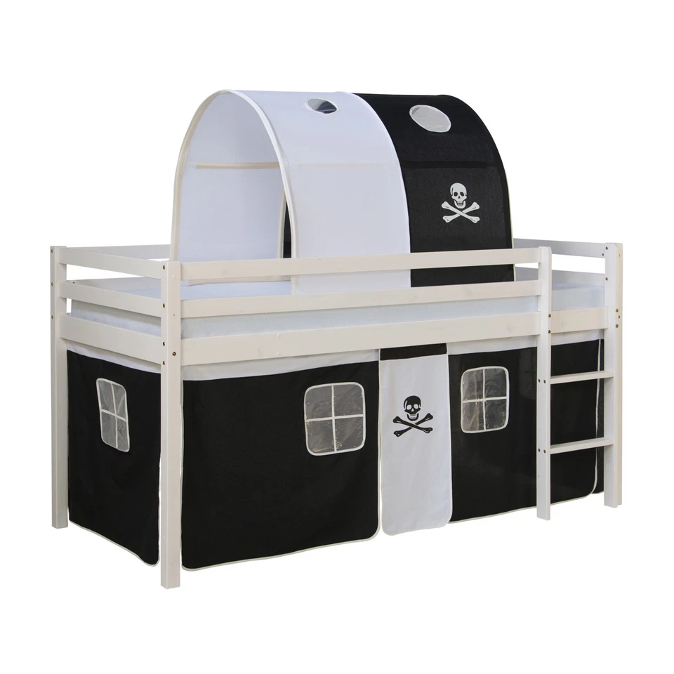 Hochbett 90x200 Kinderbett Rutsche Matratze Stockbett Pirat Vorhang Homestyle4u - Bild 3 von 4