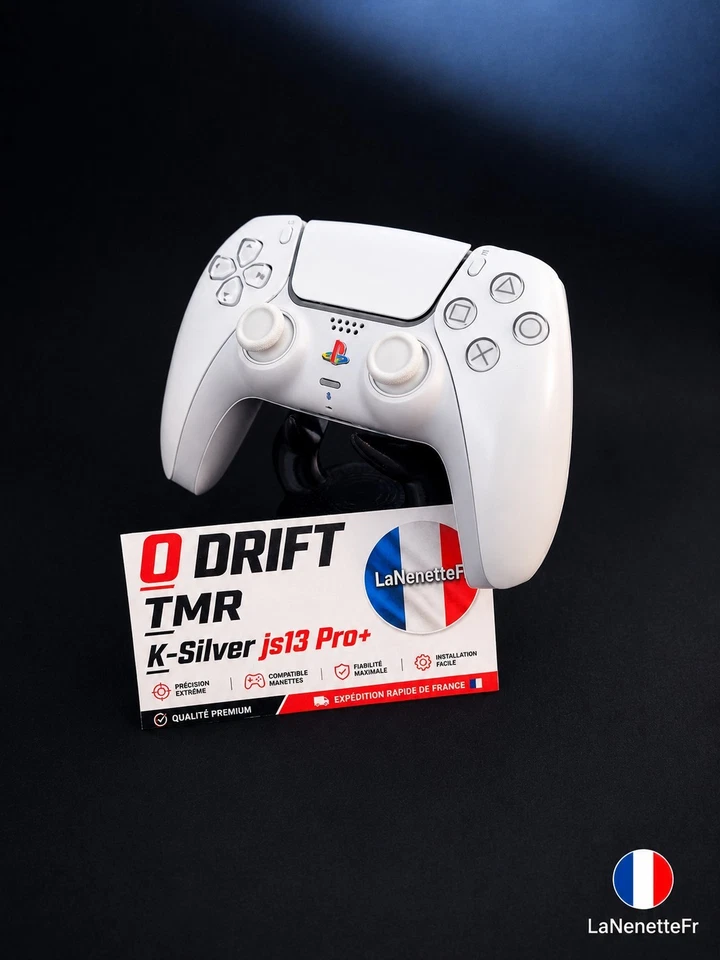 PS5 DualSense Hall Effect TMR K-Silver – No Drift – FPS Controller – Retro White - Photo 2/4