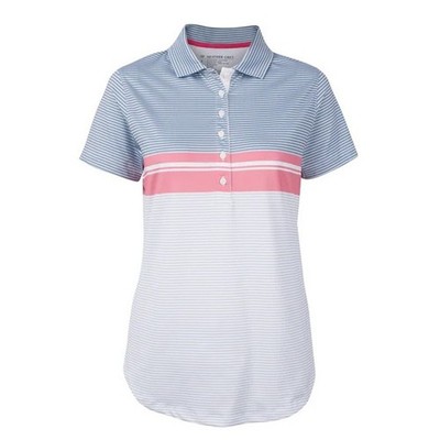 Haus of Grey Heather Grey Striped Performance Polo Women's Sz. S