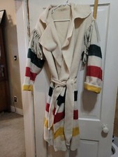VINTAGE WA KAINA BY PIG WOOL COAT LEATHER TRIM MADE USA FRONTIER OF AMERICA SZ M