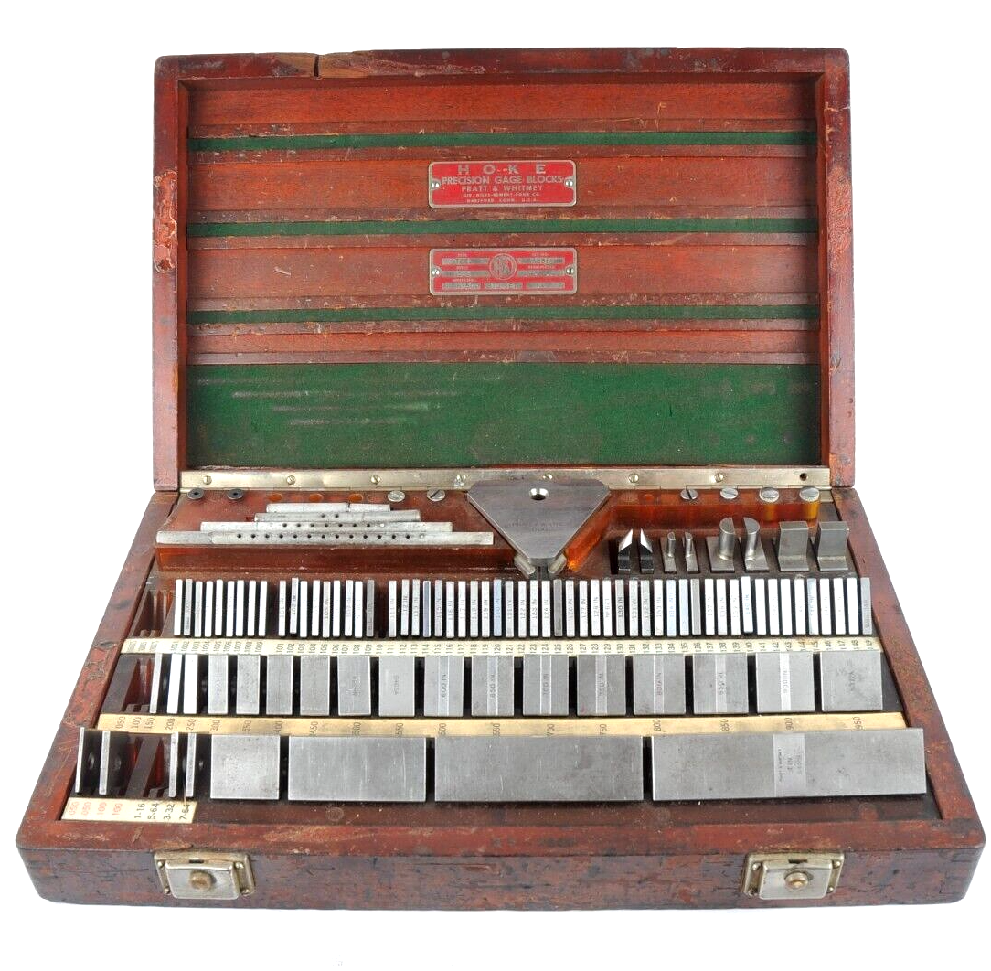 PRATT & WHITNEY HOKE PRECISION GAGE BLOCK SET Style 85E 1950 RARE