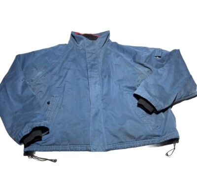 #ad Woolrich Chore Jacket Men’s Xl Blue Fleece Lined Distressed Full Zip And Snap $28.00