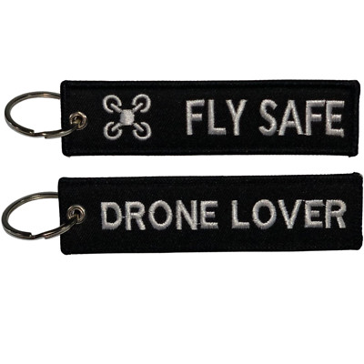 Schlüsselanhänger Fly Safe Drohnenliebhaber bestickt Biker Racing Key Ring
