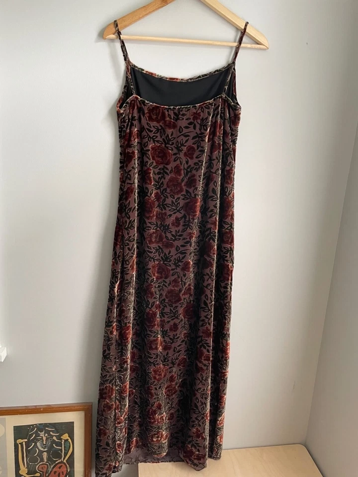 Vestido sin tirantes Cynthia Steffe seda terciopelo burnout talla 4 Foto 3 de 4