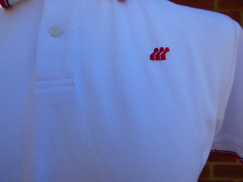 BNWT Mens Boxfresh White Red Navy Twin Tipped Polo Shirt 100% Cotton Casual S - 第 5/6 張圖片