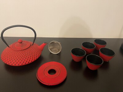 Teekanne Bredemeijer Xilin Rot 1,25L + Becher + Untersetzer